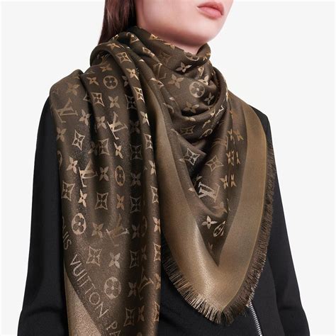 louis vuitton brown monogram shawl|Louis Vuitton pashmina scarf.